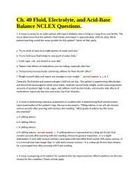 Ch. 40 Fluid, Electrolyte, and Acid-Base Balance NCLEX Questions