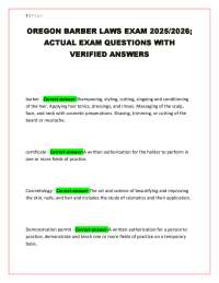 Oregon Barber Laws Exam Prep 2025/2026: Questions and Verified Answers