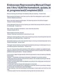 MEDICAL DEVICE REPROCESSING ASSOCIATION OF ONTARIO (MDRAO) ACTUAL EXAM 4 COMPLETE APPROVED