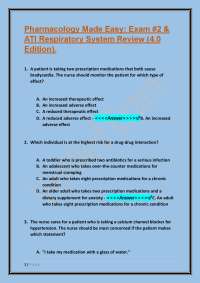 Pharmacology Exam Questions: Drug Interactions and Adverse Effects