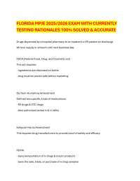 FLORIDA MPJE 2025/2026 EXAM WITH CURRENTLY TESTING RATIONALES 100% SOLVED & ACCURATE