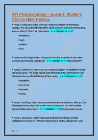 Pharmacology Exam 1: Multiple Choice Q&A Review