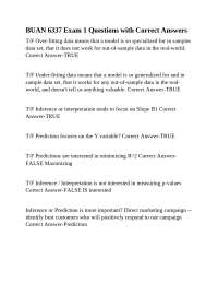 BUAN 6337 Exam 1: Questions and Answers on Statistical Modeling
