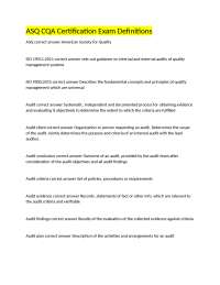 ASQ CQA Certification Exam Definitions