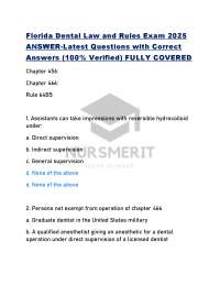 Florida Dental Law and Rules Exam Prep 2025: Q&A