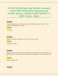 NU 650/ NU650 Final Exam | Health Assessment (Latest 2025/ 2026 Update) | Q&A