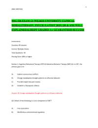 NSG 526 Exam Q&A: Clinical Modalities & Advanced Psychology