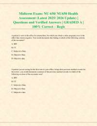Midterm Exam: NU 650/ NU650 Health Assessment (Latest 2025/ 2026 Update) | Q&A