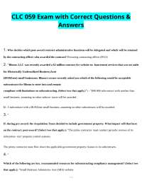 Government Contract Subcontracting Exam Questions and Answers