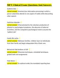 MFT Clinical Exam: Questions and Answers for Therapists