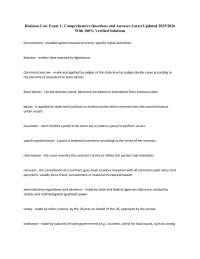 Business Law Exam 1 | Comprehensive Questions and Answers Latest Updated 2025/2026 With 10