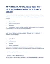 ATI Pharmacology Proctored Exam 2025–2026 – Verified Questions and Correct Answers – New U