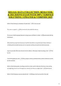RELIAS: DATA COLLECTION, BEHAVIOR,  & DECISIONS EXAM WITH 100% VERIFIED SOLUTIONS | UPDATE