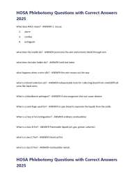 HOSA Phlebotomy Exam Q&A: Blood Collection Techniques and Safety