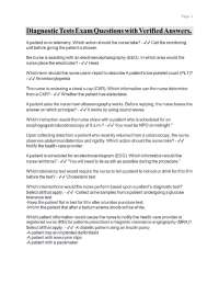 Diagnostic Tests Exam Questions with Verified Answers.