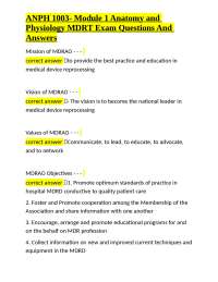 ANPH 1003- Module 1 Anatomy and Physiology MDRT Exam Questions And Answers