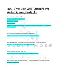 FDIC TE Prep Exam 2025 – Verified Questions and Correct Answers | Full Study Guide | Grade