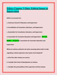 Ethics Quiz: Ethical Issues in Supervision for Counselors