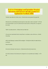 S-12 S-13 Standpipe and Sprinkler Practice Questions and answers already graded A+| Update