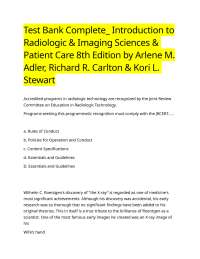 Test Bank Complete_ Introduction to Radiologic & Imaging Sciences & Patient Care 8th Editi