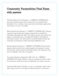 Community Paramedicine Final Exam with answers