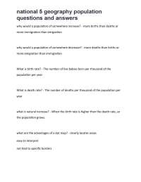 National 5 Geography: Population Questions and Answers