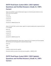 EVITP Final Exam (Latest 2024 / 2025 Update)  Questions and Verified Answers | Grade A | 1