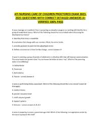 ATI NURSING CARE OF CHILDREN PROCTORED EXAM 2023-2025