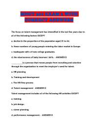 Talent and Performance Management Exam Questions and Answers