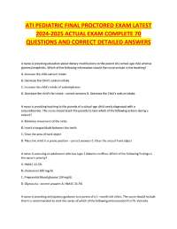 ATI PEDIATRIC FINAL PROCTORED EXAM LATEST 2024-2025 ACTUAL EXAM COMPLETE 70 QUESTIONS