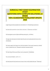 SURGICAL FIRSTASSIST EXAMINATION STUDY QUESTIONS WITHCOMPLETE SOLUTIONS |A+ GRADE 100% GUA