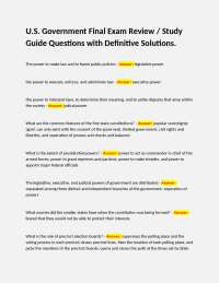 U.S. Government Final Exam Study Guide: Key Concepts and Solutions