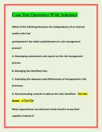 COSO Framework and Risk Management Test Questions