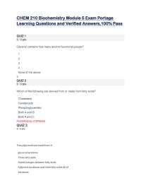 CHEM 210 Biochemistry Module 5 Exam Portage  Learning Questions and Verified Answers,100%
