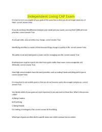 Independent Living Skills: CAP Exam Questions and Answers