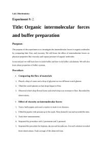 PORTAGE LAB 2 CHEM 212(BIOCHEMISTRY) Organic intermolecular forces and buffer preparation