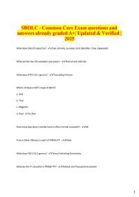 SBOLC - Common Core Exam questions and answers already graded A+| Updated & Verified | 202