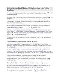 Claims Adjuster Exam: Multiple Choice Questions and Solutions