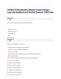 CHEM 210 Biochemistry – Module 4 Exam – Portage Learning – Questions and Verified Answers