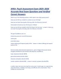 APEA – Psych Assessment Exam 2025–2026 – Accurate Real Exam – Psychiatric-Mental Health NP