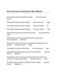 New Testament Gospels Exam: Key Concepts and Figures