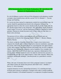 Immunization Self-Study Evaluation: Q&A on Vaccine Principles and Practices