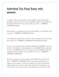 Individual Income Tax Final Exam with Answers