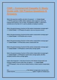 Commercial Casualty & Workers' Compensation: Study Guide with Practice Questions