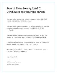 Texas Security Officer Level II Certification: Practice Questions and Answers