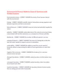 Environmental Science Midterm Exam 67 Questions with Verified Answers,100%CORRECT