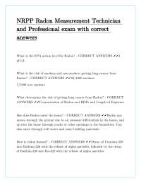 Radon Measurement Technician Exam Q&A: NRPP Certification