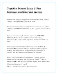 Cognitive Science Exam 1- Free Response questions with answers
