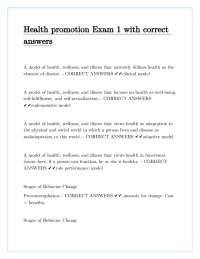 Health Promotion and Disease Prevention Exam Review