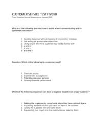 Rise Up Customer Service and Sales ACTUAL EXAM QUESTIONS WITH COMPLETE SOLUTION GUIDE (A+